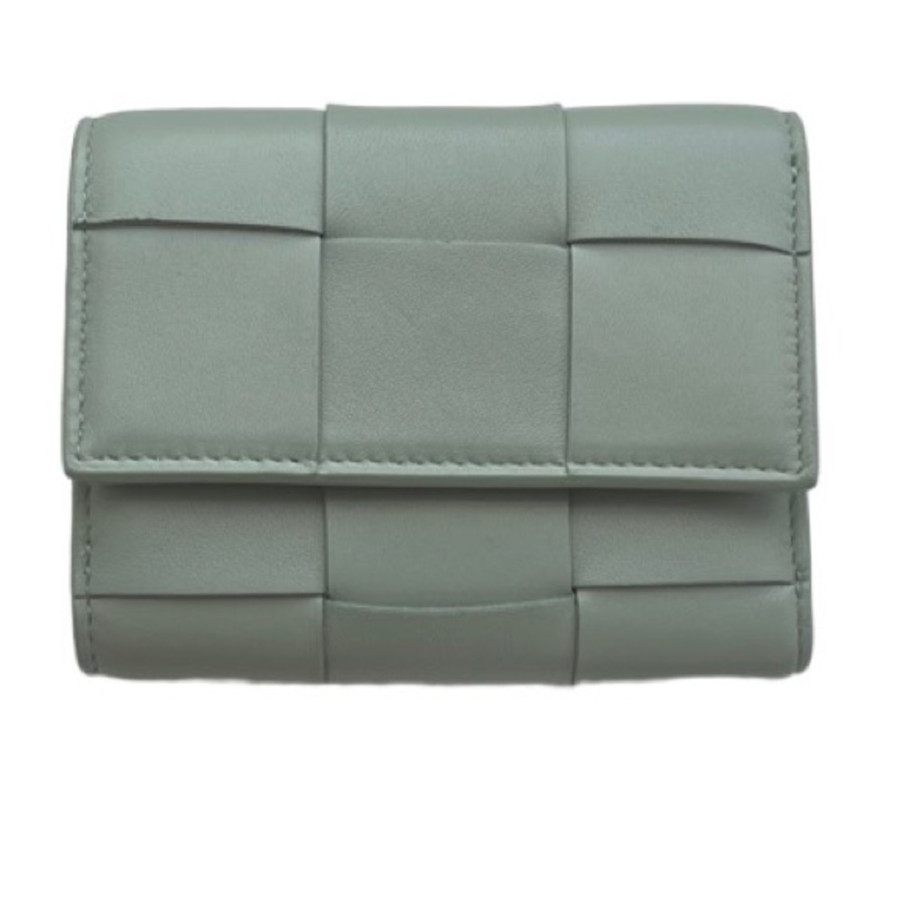 BOTTEGA VENETA Cassette Tri-fold (Trifold) Wallet — New Sauge, Intreccio